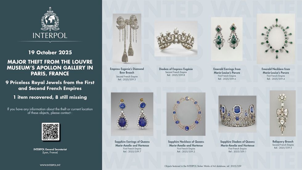 Das BKA und Interpol sind nach dem Einbruch in den Louvre in die Fahndung einbezogen (Handout-Foto). Das BKA und Interpol sind nach dem Einbruch in den Louvre in die Fahndung einbezogen (Handout-Foto).