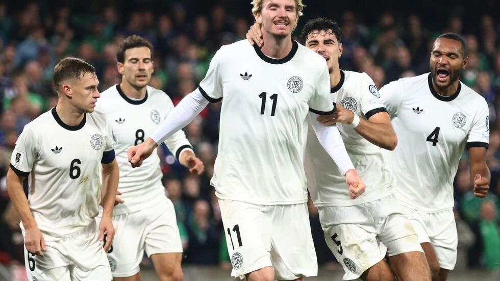 Mit der Schulter zu seinem ersten Länderspiel-Tor: Nick Woltemade. Mit der Schulter zu seinem ersten Länderspiel-Tor: Nick Woltemade.