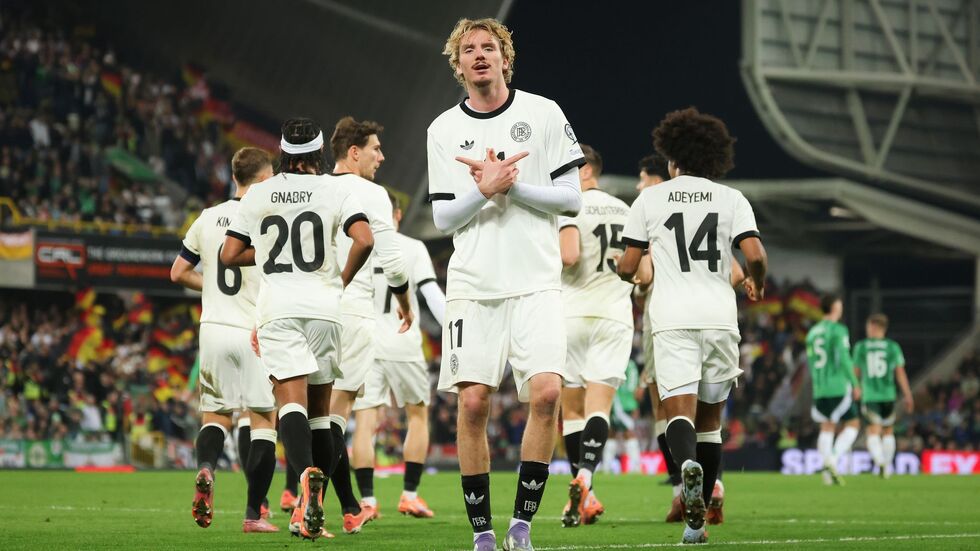 Nick Woltemade feiert seinen Treffer gegen Nordirland. Nick Woltemade feiert seinen Treffer gegen Nordirland.