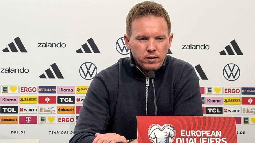 Julian Nagelsmann spricht bei der Pressekonferenz in Luxemburg. Julian Nagelsmann spricht bei der Pressekonferenz in Luxemburg.