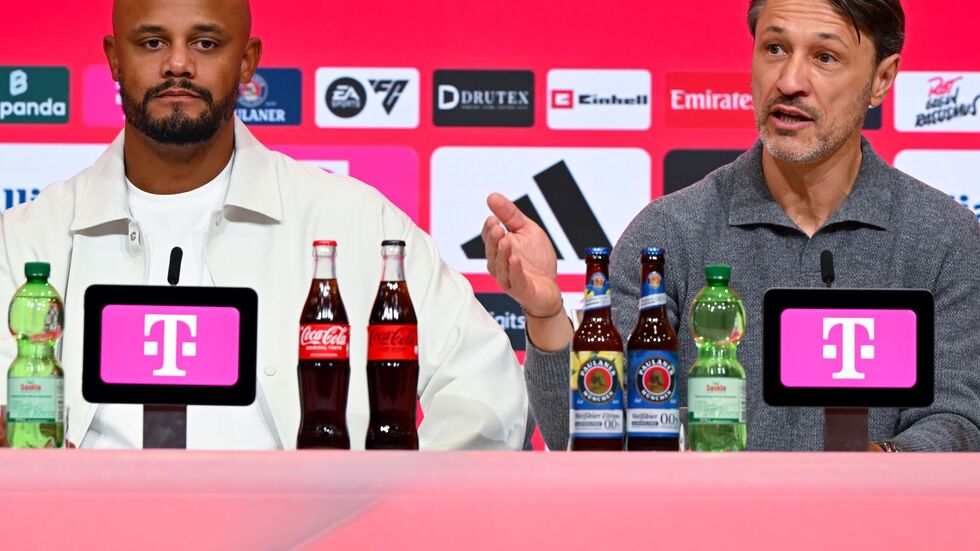 Bayern-Coach Vincent Kompany (l) war zufrieden, BVB-Coach Niko Kovac nicht.