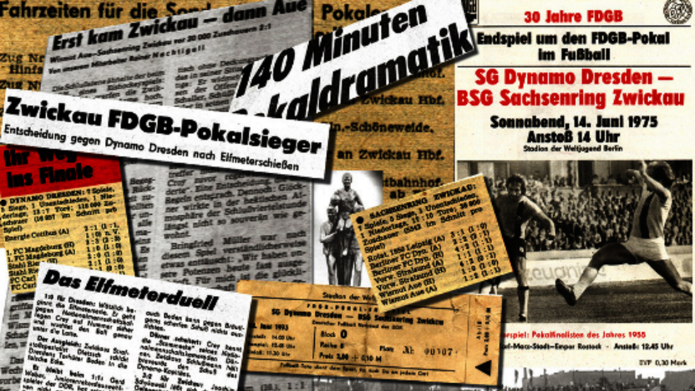 Presseausschnitte zum Pokalsieg der BSG Sachsenring. Weiteres Bild- und Tonmaterial hat "Zwickau 2000" auf einer Sonderseite zusammengestellt.