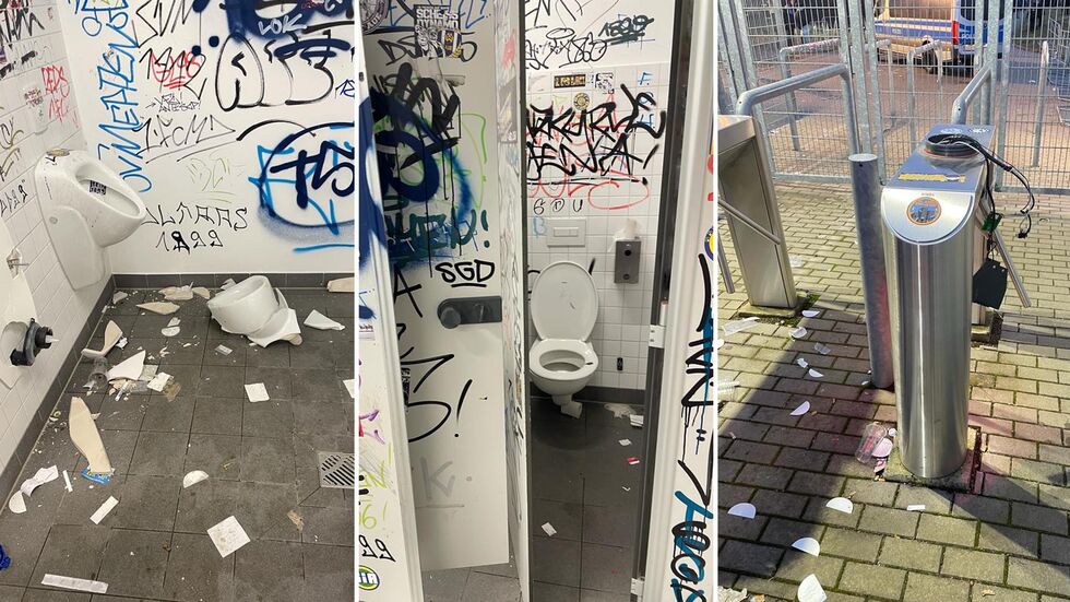 Im Gästebereich wurden die Toiletten und eine Säule am Eingangsbereich demoliert. 