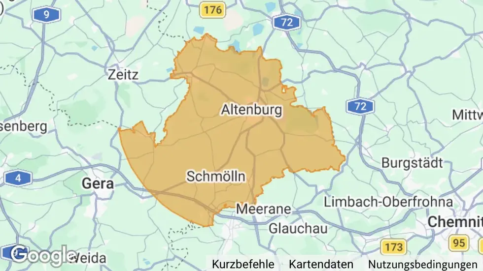 Die Warn-App NINA warnt in diesem Gebiet vor starker Rauchentwicklung.