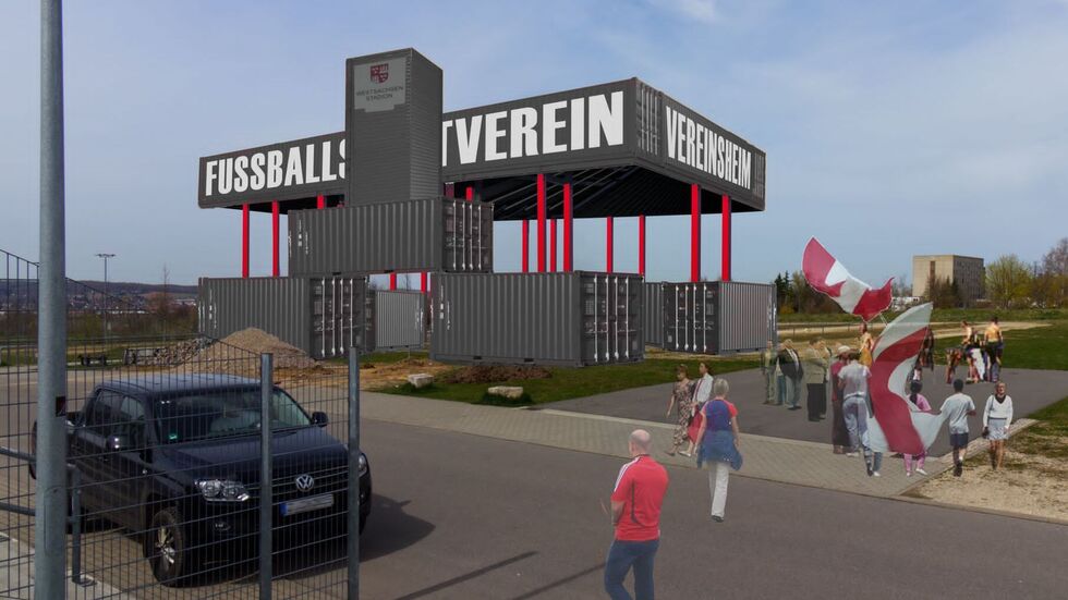 Die Visualisierung des Containerbaus hat Ähnlichkeit mit dem altehrwürdigen Westsachsenstadion. 