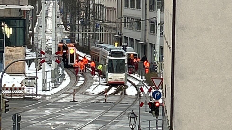 Havarierte Straßenbahn
