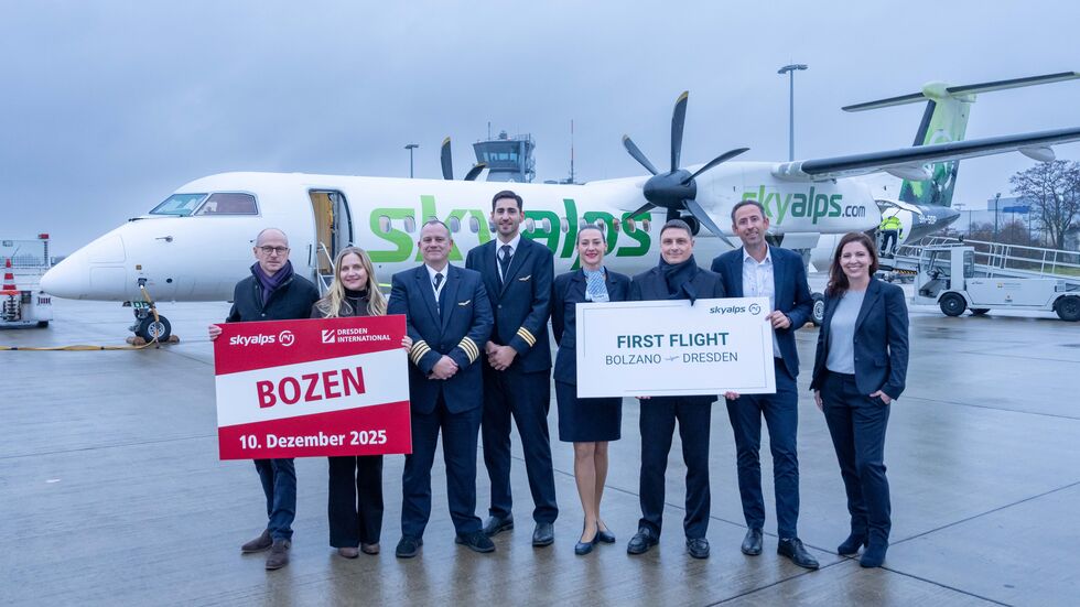 Die Südtiroler Fluggesellschaft SkyAlps hat die Flugverbindung zwischen Dresden und Bozen aufgenommen