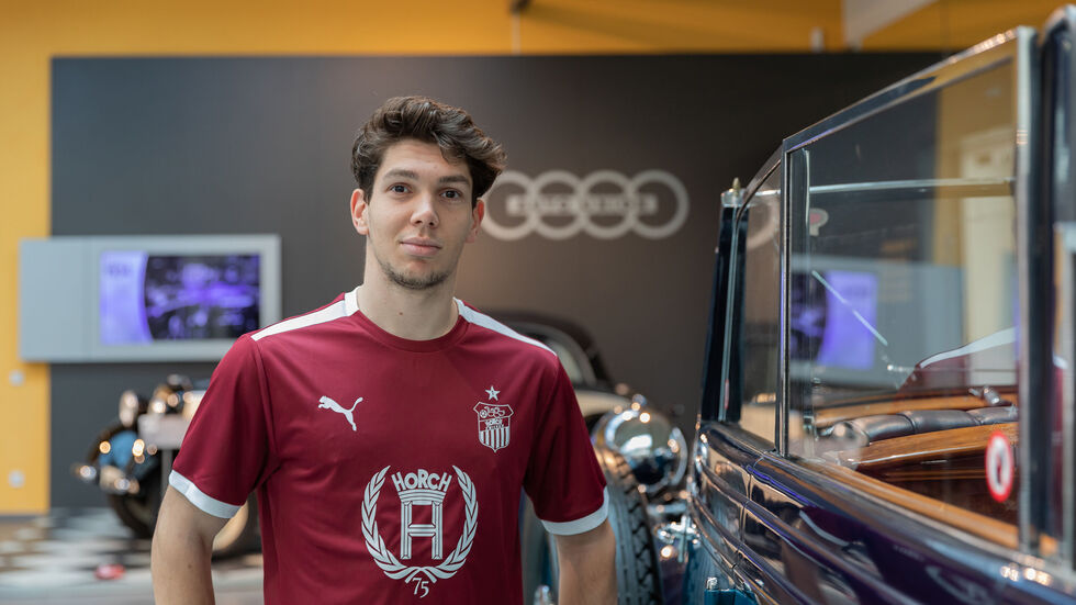 Yannic Voigt im Sondertrikot "75 Jahre Horch". 