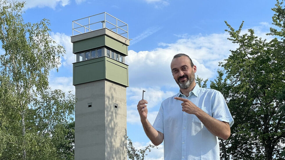 Danny Schwalbe, Chef des Vereins Historische Technik Culitzsch e.V., wird den Turm am 24. und 25. September für Besucher aufschließen. Danny Schwalbe, Chef des Vereins Historische Technik Culitzsch e.V., wird den Turm am 24. und 25. September für Besucher aufschließen.