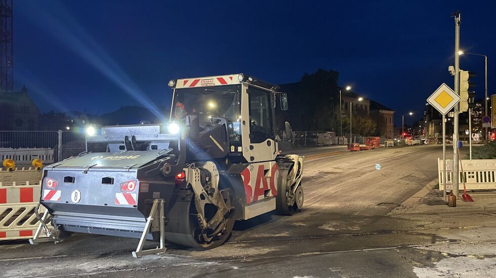 Baustelle Humboldtstraße am Montagabend