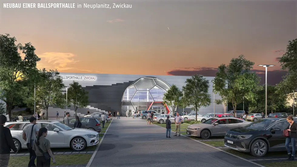 Ballsporthalle am Abend (Visualisierung)