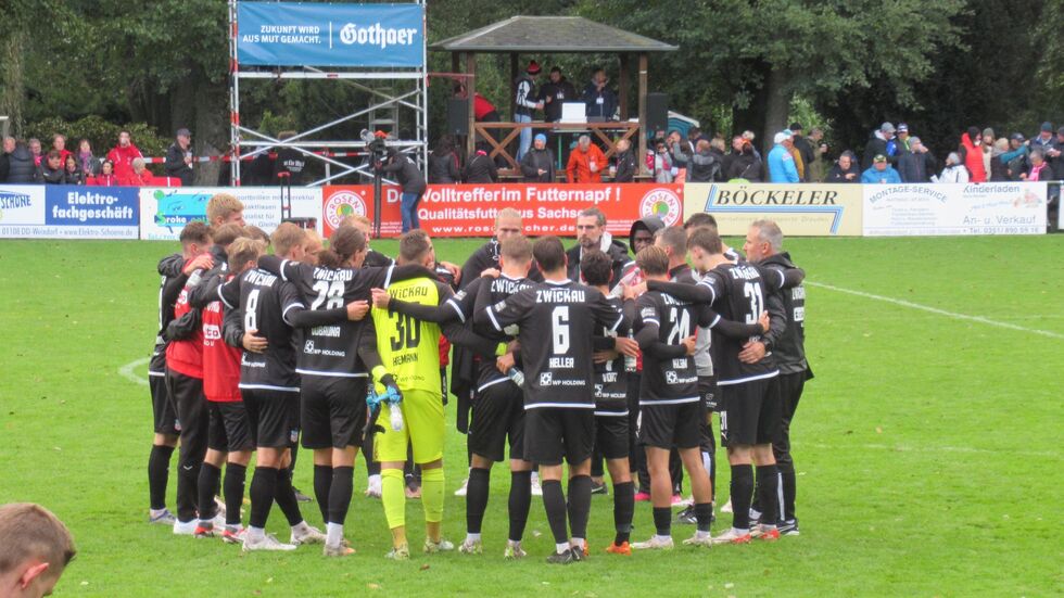 Der FSV Zwickau jubelt nach dem Spiel. Der FSV Zwickau jubelt nach dem Spiel.