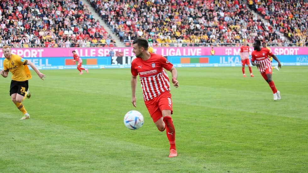 Davy Frick in Aktion gegen Dynamo. Davy Frick in Aktion gegen Dynamo.